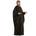 Front open Kaftan with fashionable buttons- Olive Green